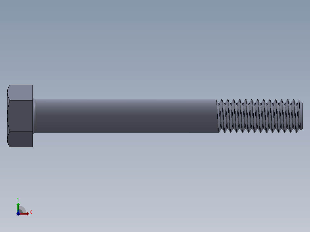 UNC 六角螺栓-Hex Bolt 0.3125-18 x 2.5.SLDPRT前视图