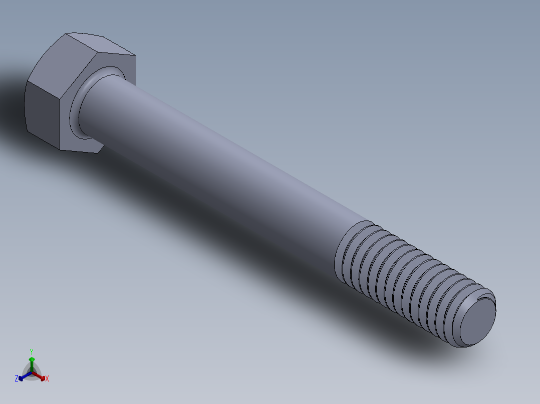UNC 六角螺栓-Hex Bolt 0.3125-18 x 2.5.SLDPRT正等轴测图