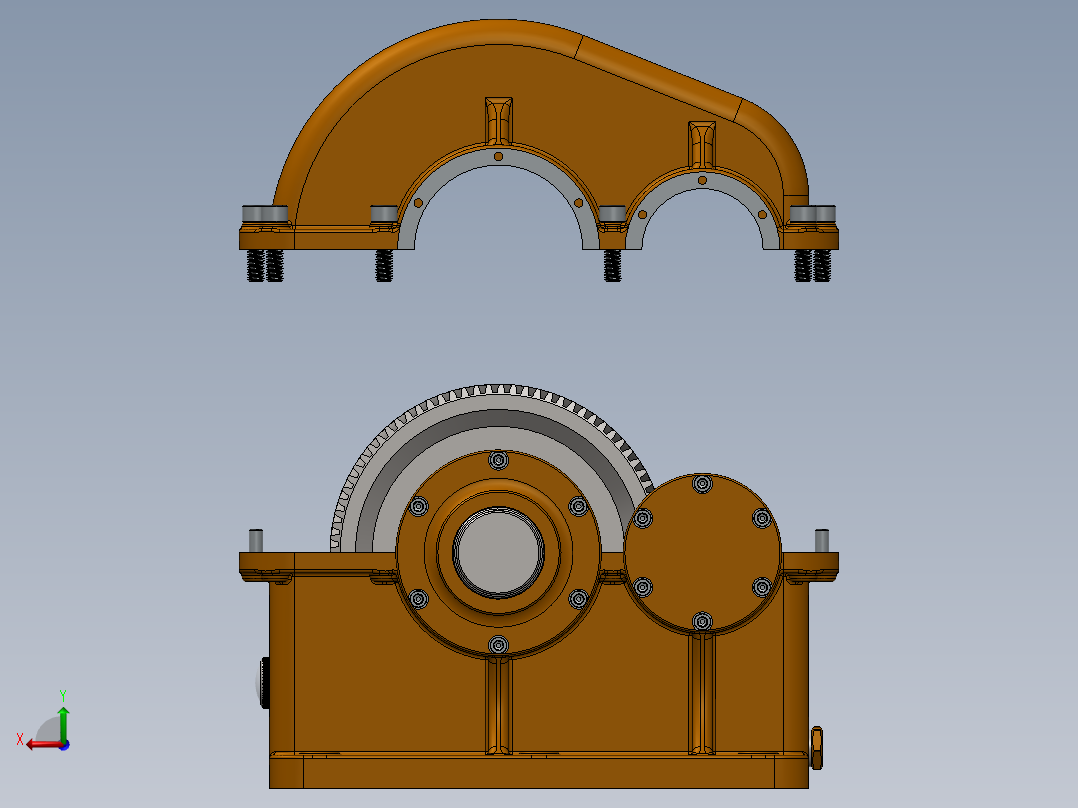 86二级斜齿圆柱齿轮减速器SW设计后视图