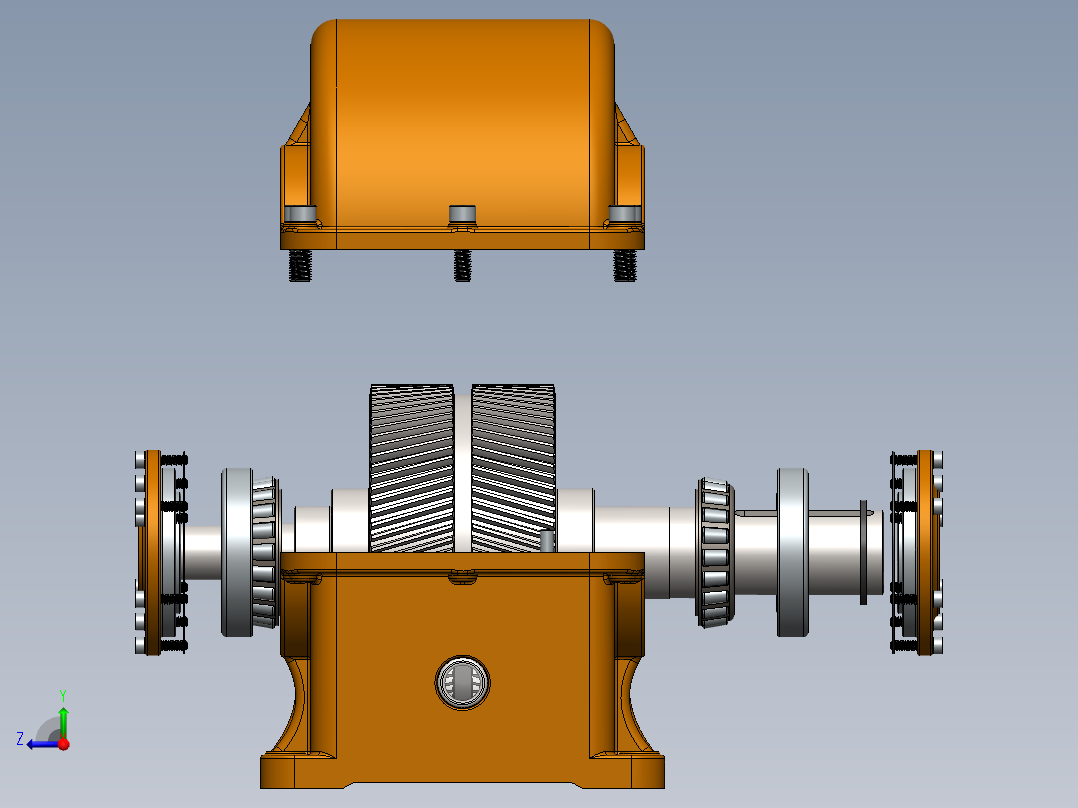 86二级斜齿圆柱齿轮减速器SW设计右视图