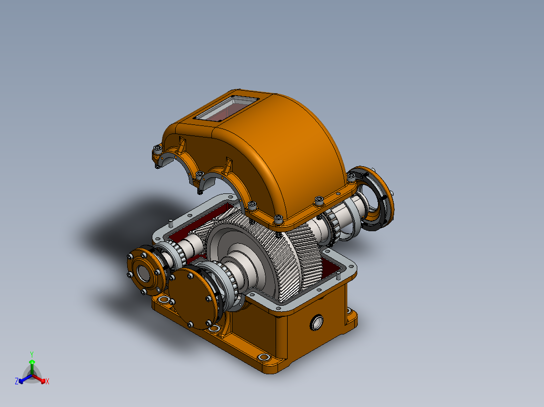 86二级斜齿圆柱齿轮减速器SW设计正等轴测图