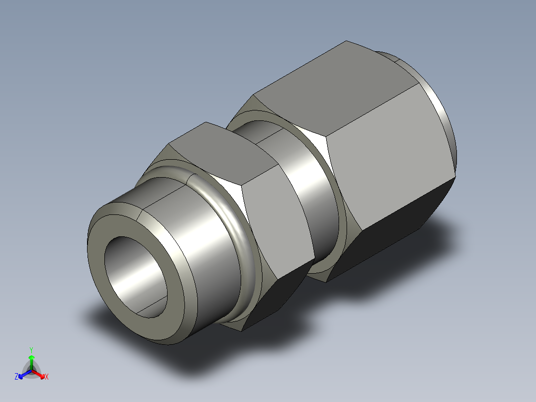 卡套式工业通用硬管接头10_f5bu-s正等轴测图