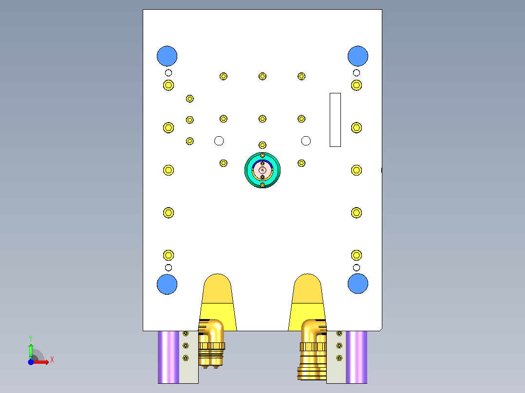室外防水旋转插座底壳注塑模具设计前视图