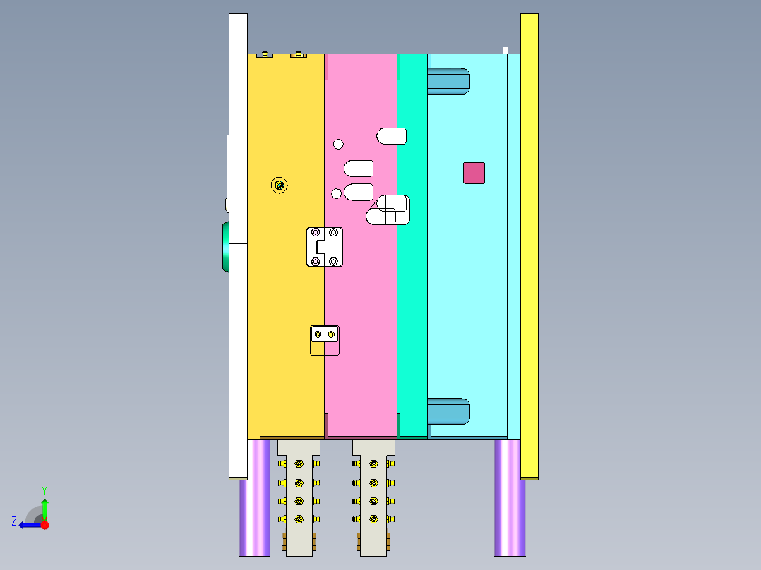 室外防水旋转插座底壳注塑模具设计右视图