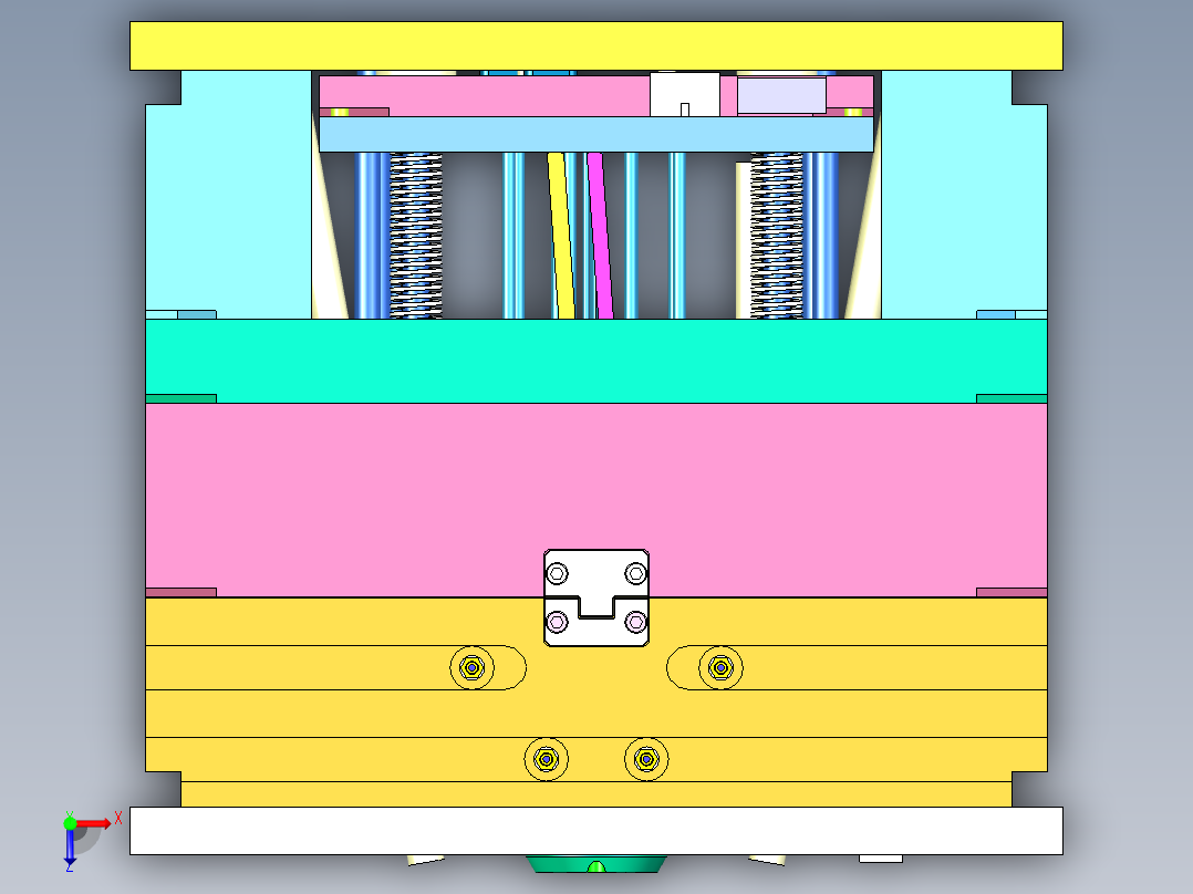 室外防水旋转插座底壳注塑模具设计俯视图