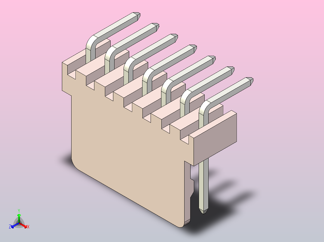 线对板公头 1x07Pitch 2.54mm 白色主视图