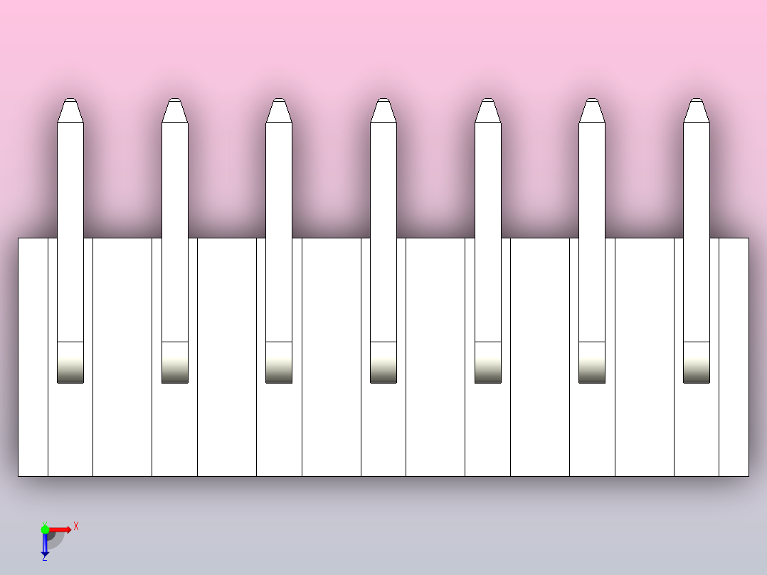 线对板公头 1x07Pitch 2.54mm 白色俯视图