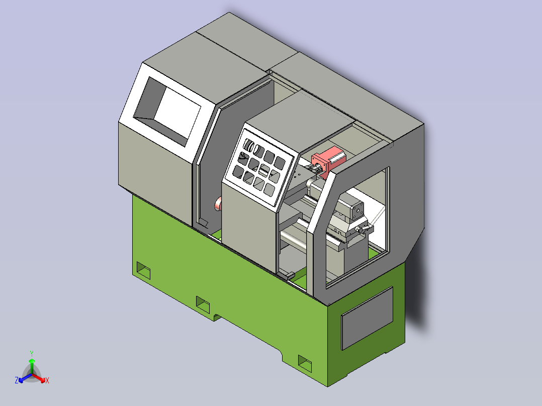 数控车床三维模型3D图纸主视图