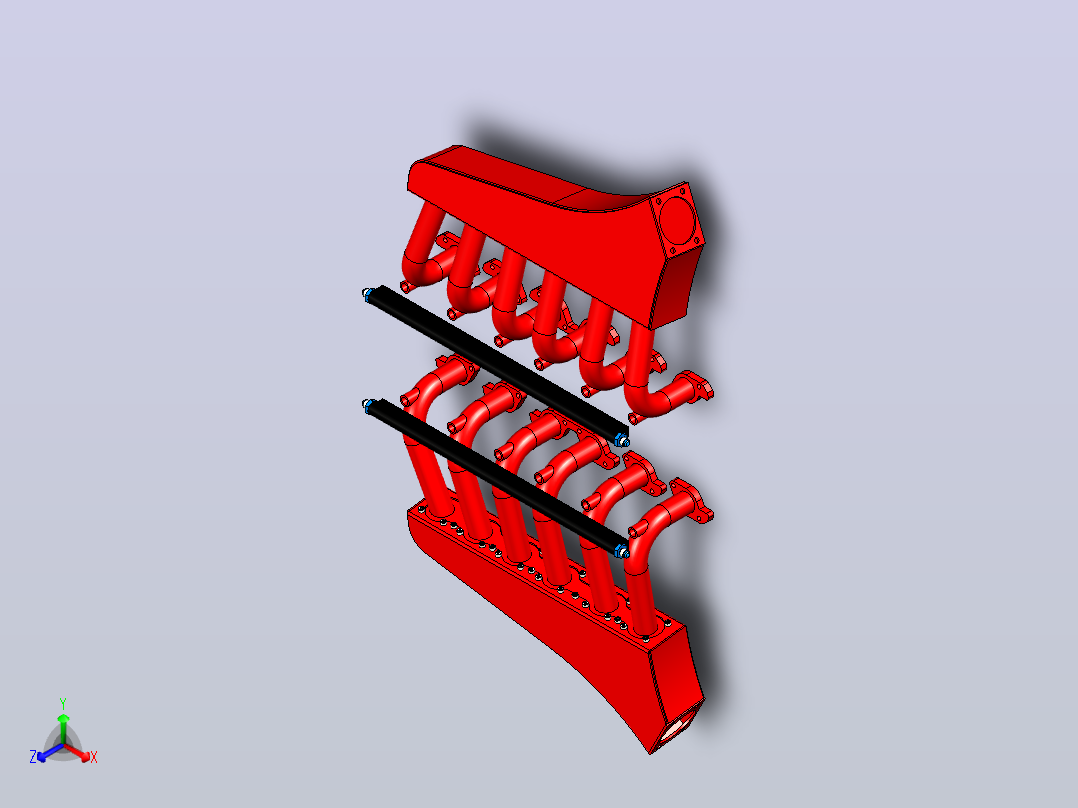 Jaguar V12歧管组件正等轴测图