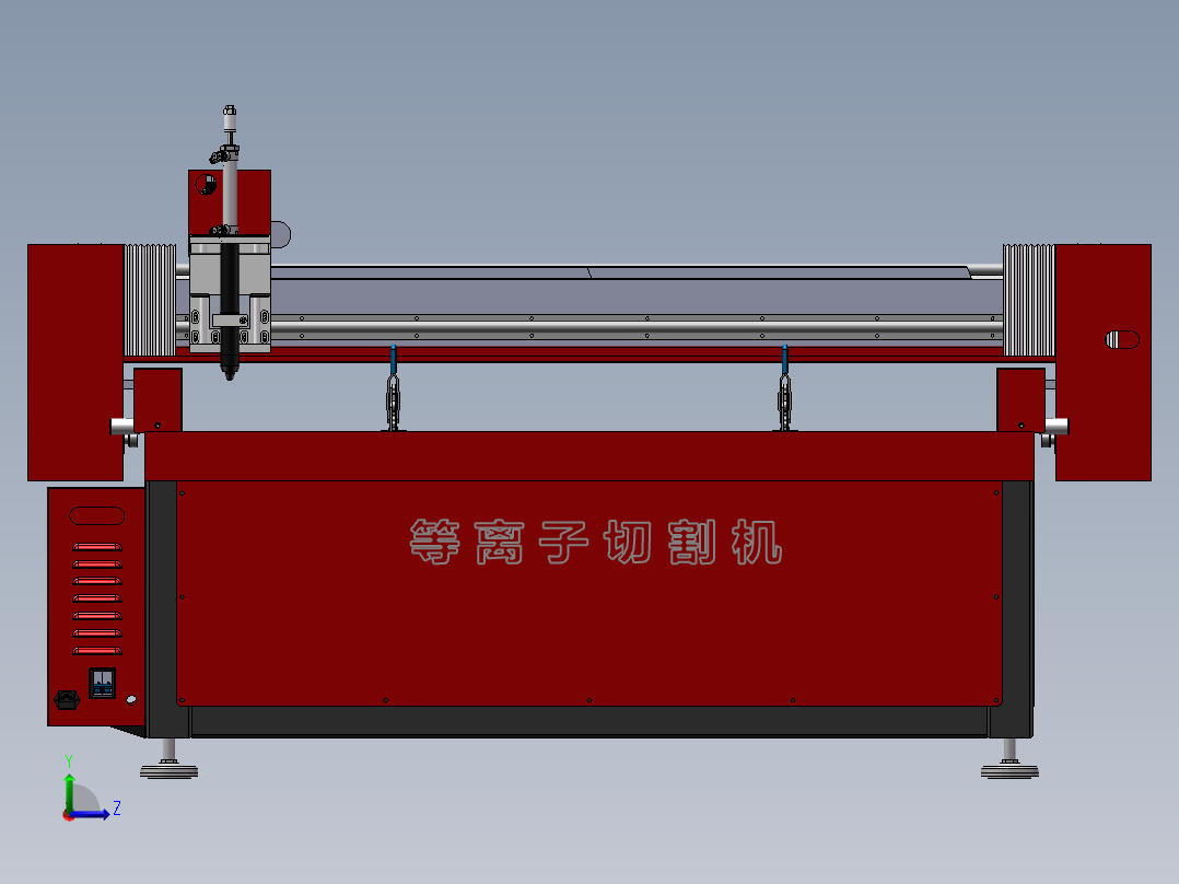 等离子切割机3D图纸 非标自动化设备3D图纸设计3D模型文件素材左视图
