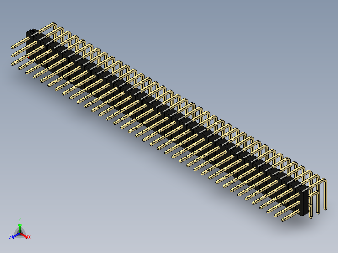 彩色公排针 100mil 2.54mm 系列-DS1022_black_3x38p_100mil_TypeD_rev1.0主视图