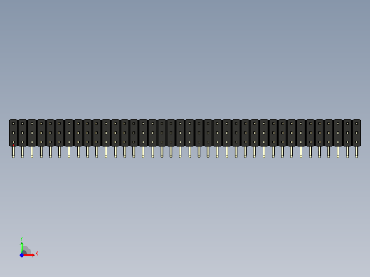 彩色公排针 100mil 2.54mm 系列-DS1022_black_3x38p_100mil_TypeD_rev1.0前视缩略图