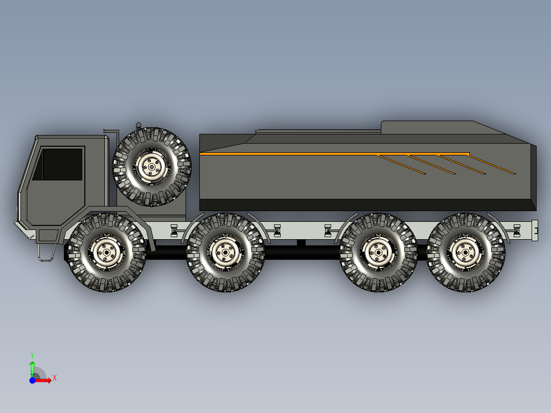 62-J用重型通用卡车 3d模型图纸前视图