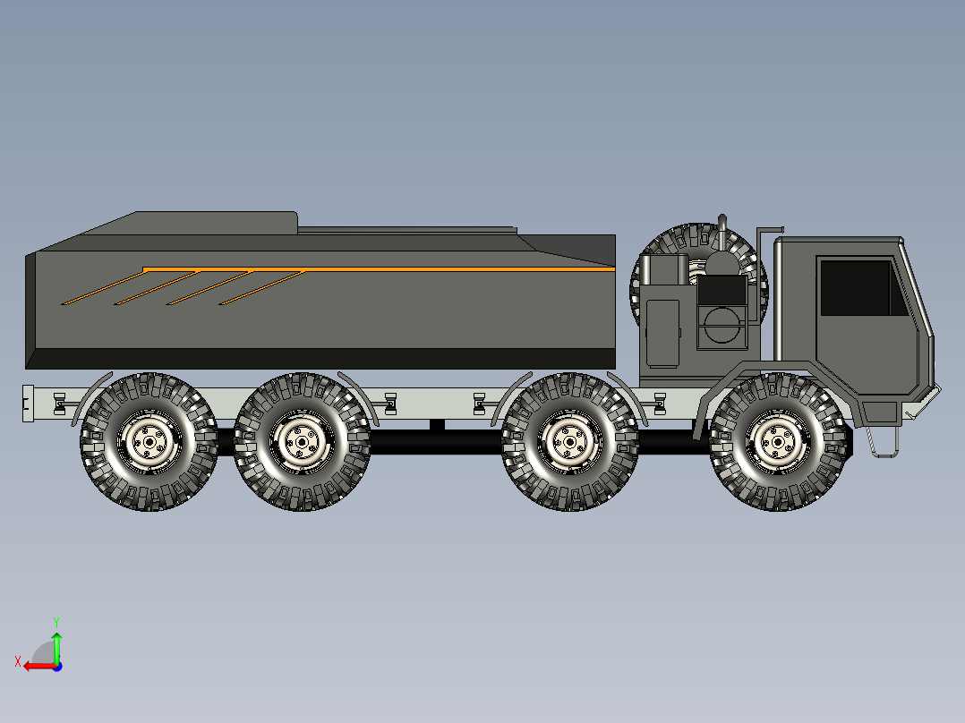 62-J用重型通用卡车 3d模型图纸后视图