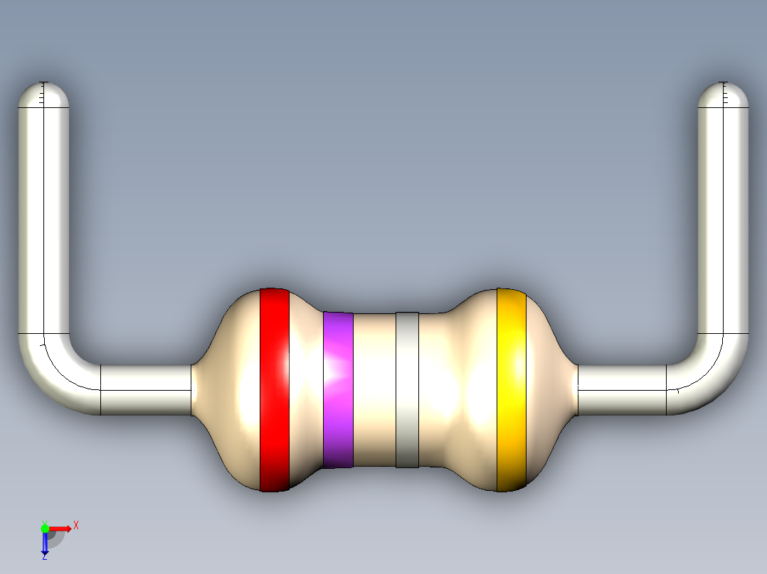 通孔电阻器MF4 0.25W E24系列俯视图