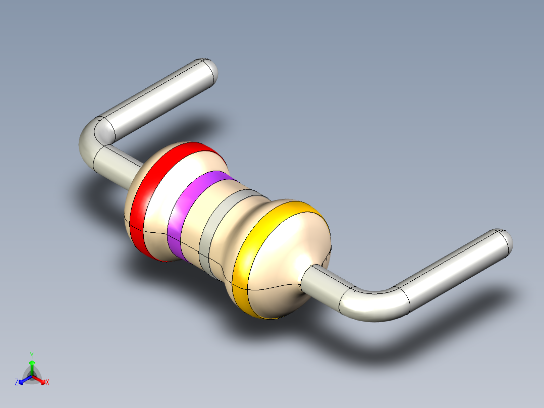 通孔电阻器MF4 0.25W E24系列正等轴测图