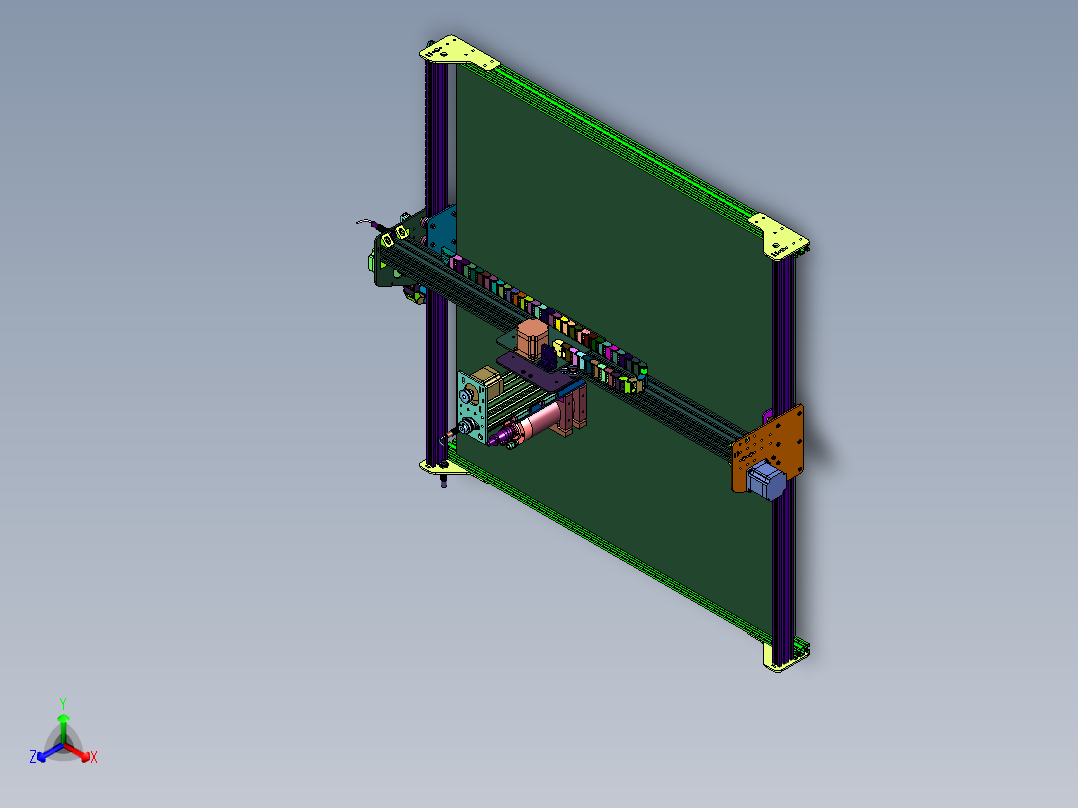 台式三维立体电脑雕刻机正等轴测图