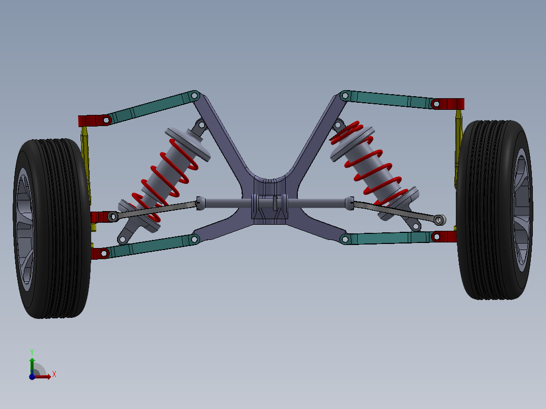 独立双通道悬架和制动系统安装前视图