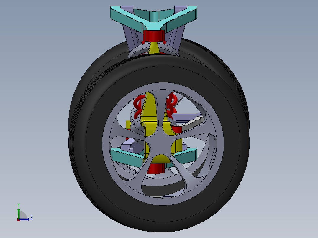 独立双通道悬架和制动系统安装左视图