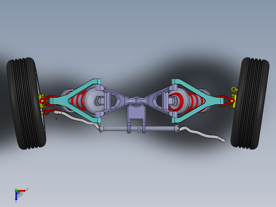 独立双通道悬架和制动系统安装俯视图