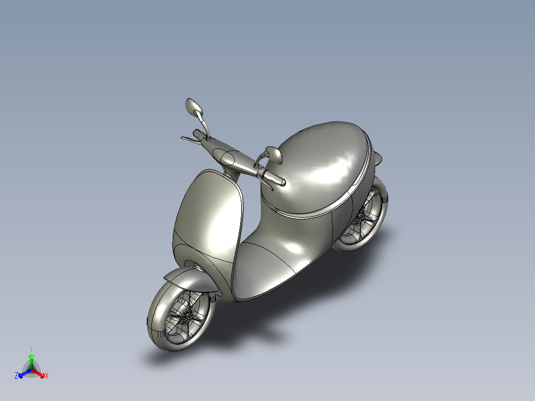 小踏板摩托车造型 STP格式