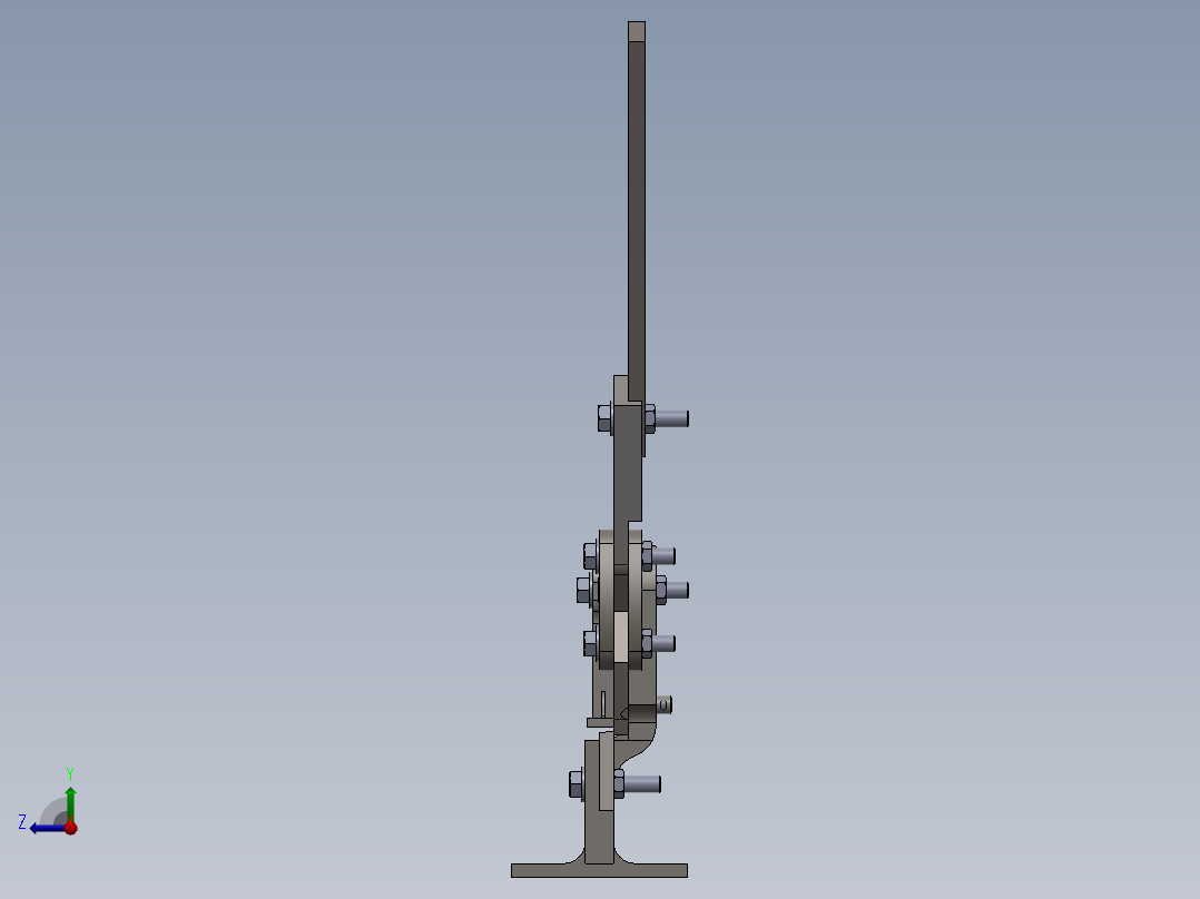 普通剪裁刀三维建模图纸 solidworks设计右视图