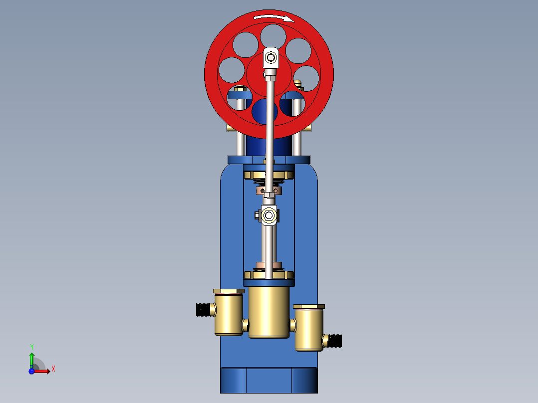 单缸立式蒸汽机前视图