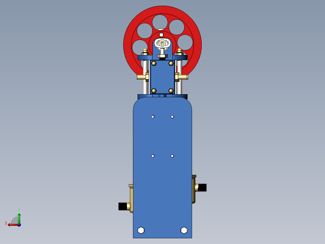 单缸立式蒸汽机后视图