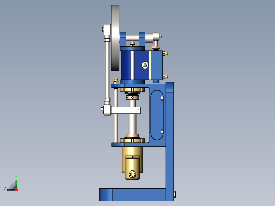 单缸立式蒸汽机右视图
