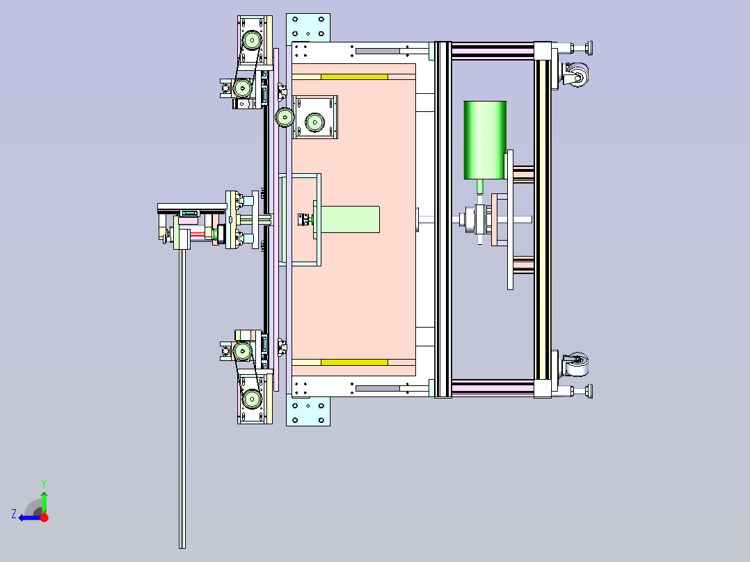 结构复杂的多轴传动3D图纸右视图