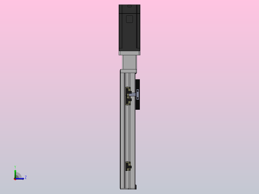 DMS45-TCR丝杆模组直线滑台（直连带电机座）[DMS45-L05S300-DT100-C2U-TCR-P5]左视图
