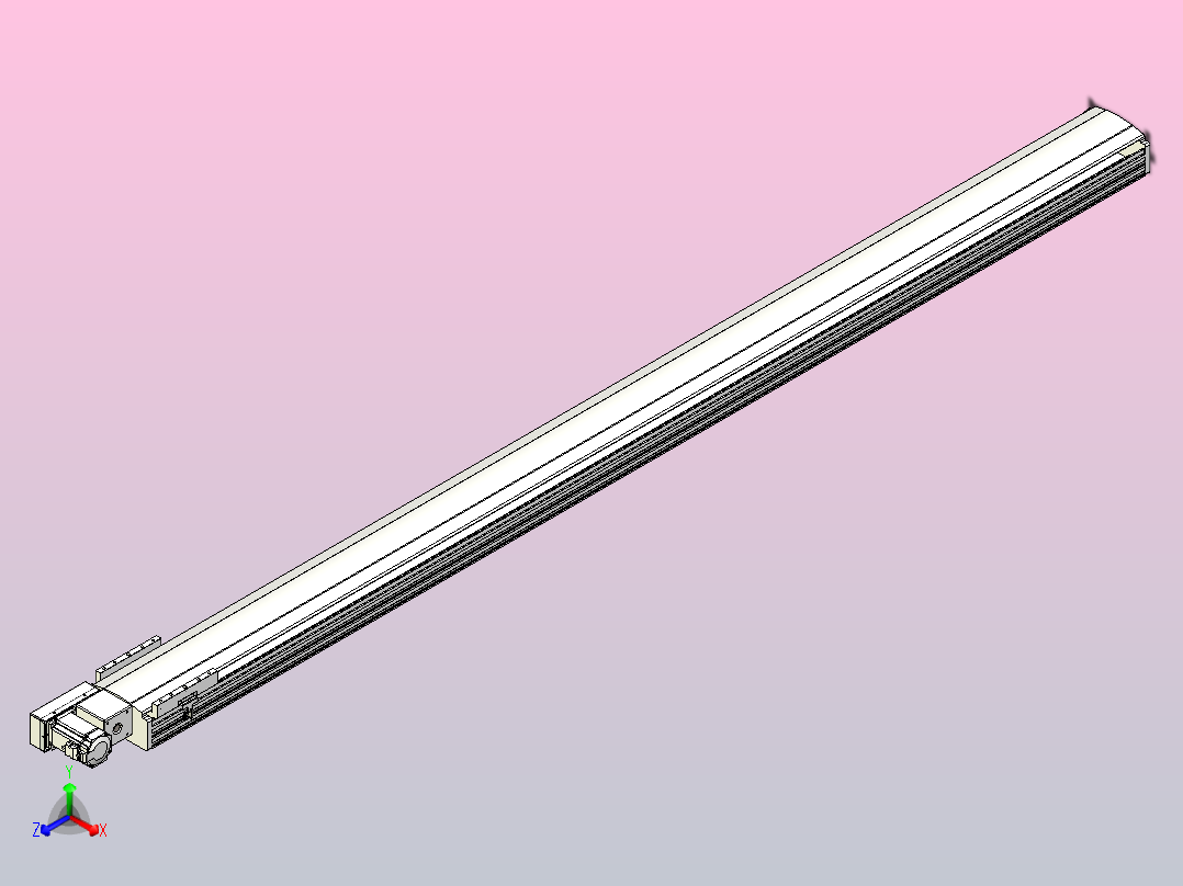 皮带直线轴半封闭可选导轨TPA-HNB-202D-140-L2950-ML-Y-P75-N3正等轴测图