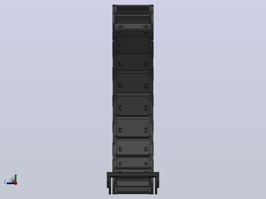 弯曲半径150内高25两侧打开型DB封闭式拖链_DMD25CDBA-25-77-150R-30-A1右视图