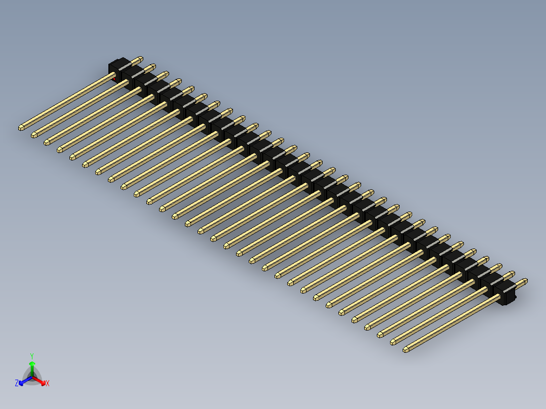 彩色公头100mil（2.54mm）系列-DS1021_black_1x31p_100mil_Type19_rev1.0正等轴测图