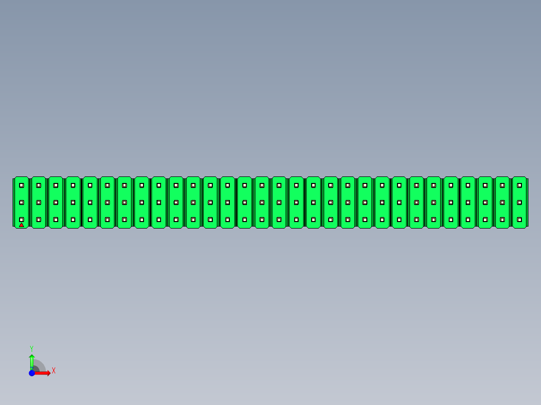 彩色公头100mil（2.54mm）系列-DS1021_green_3x30p_100mil_Type19_rev1.0前视图