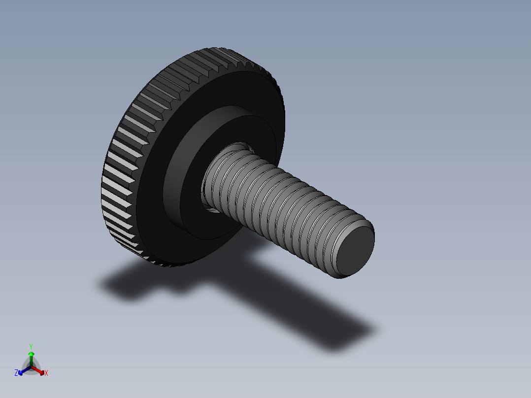 滚花旋钮-Knurled Knob 10-32x0.625x.500.SLDPRT正等轴测图
