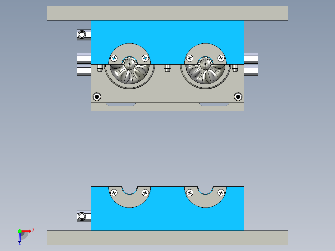 百事pet吹塑模具俯视图