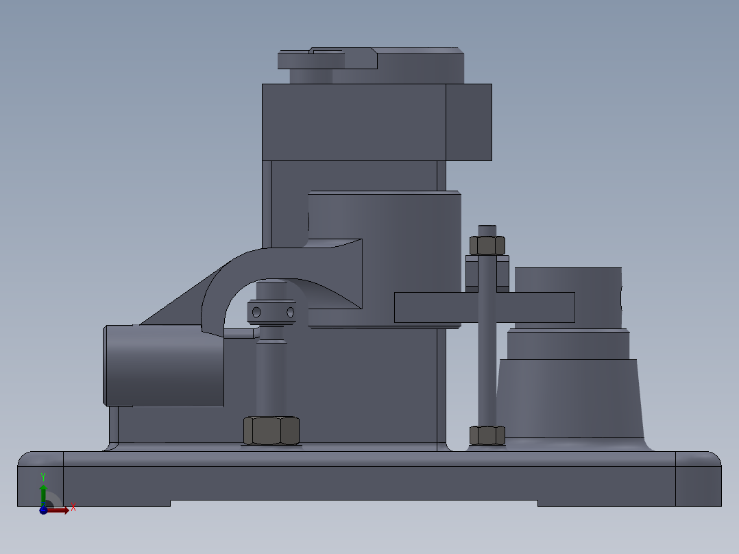 推动架钻扩32孔三维夹具【含三维SolidWorks】前视图