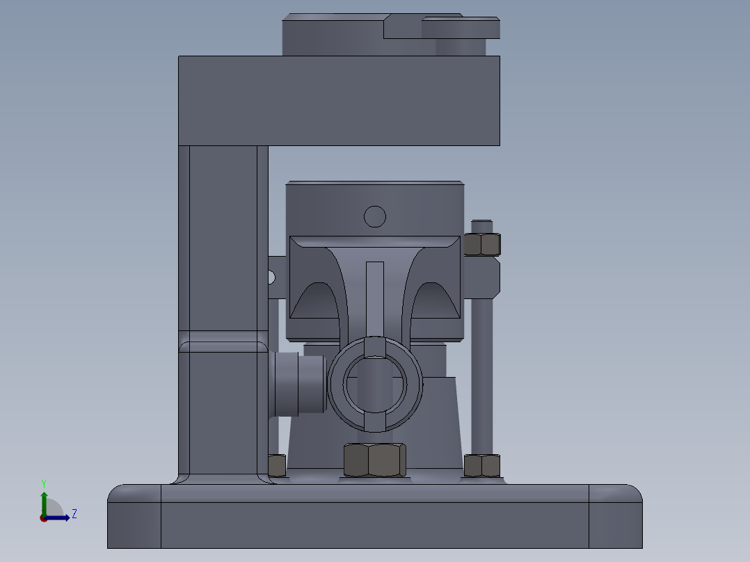 推动架钻扩32孔三维夹具【含三维SolidWorks】左视图