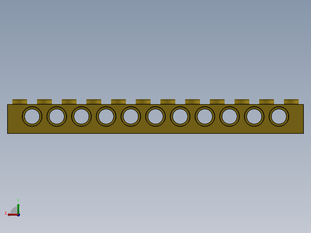 乐高机械组积木（横梁）-389524 Bright Yellow Technic Brick 1 x 12 with Holes后视图