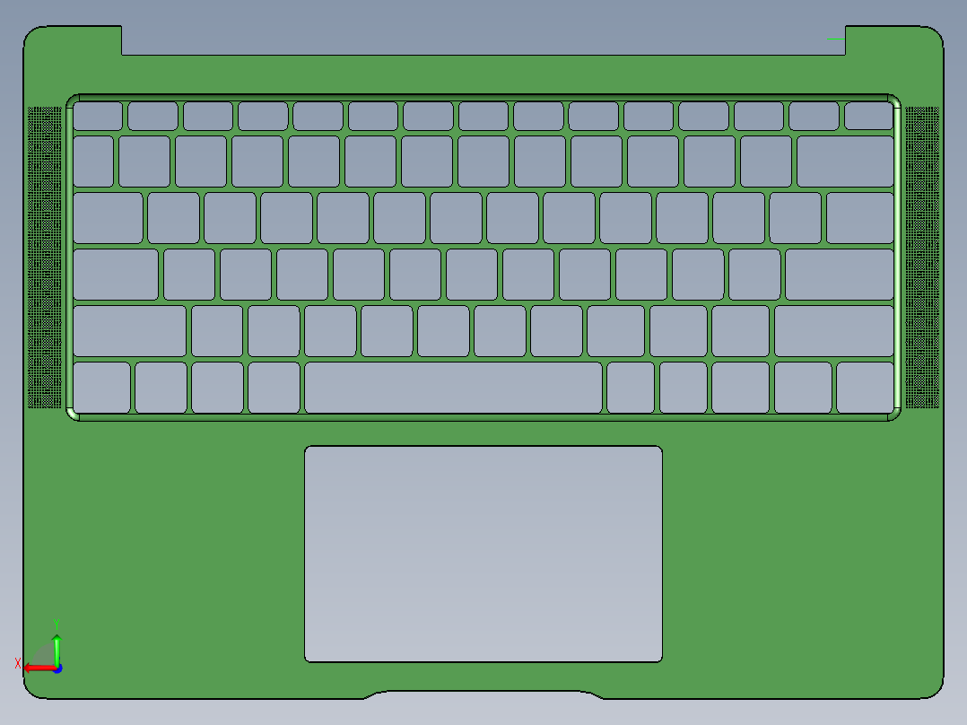 冲压键盘壳铣内侧壁+外形UG程序模型后视图