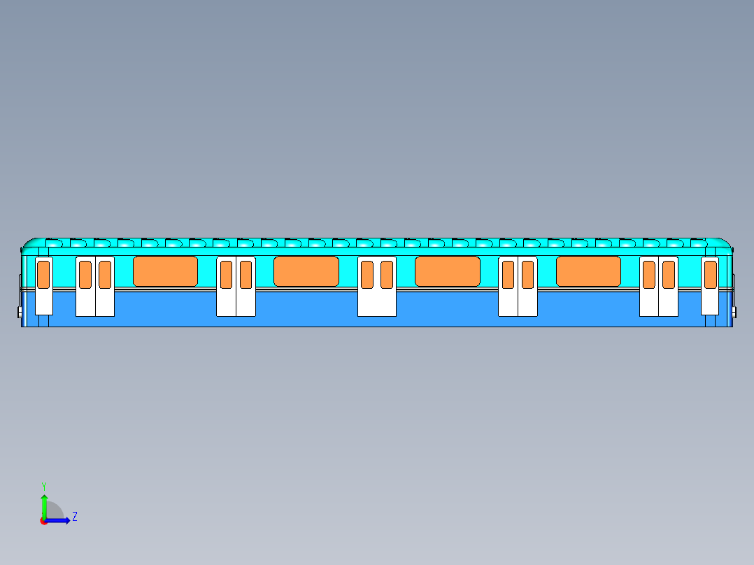 火车机车列车soviet-metro-wagon-type-d-g832-模型格式为 igs左视图