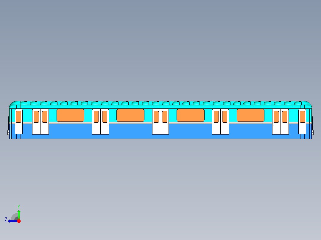 火车机车列车soviet-metro-wagon-type-d-g832-模型格式为 igs右视图