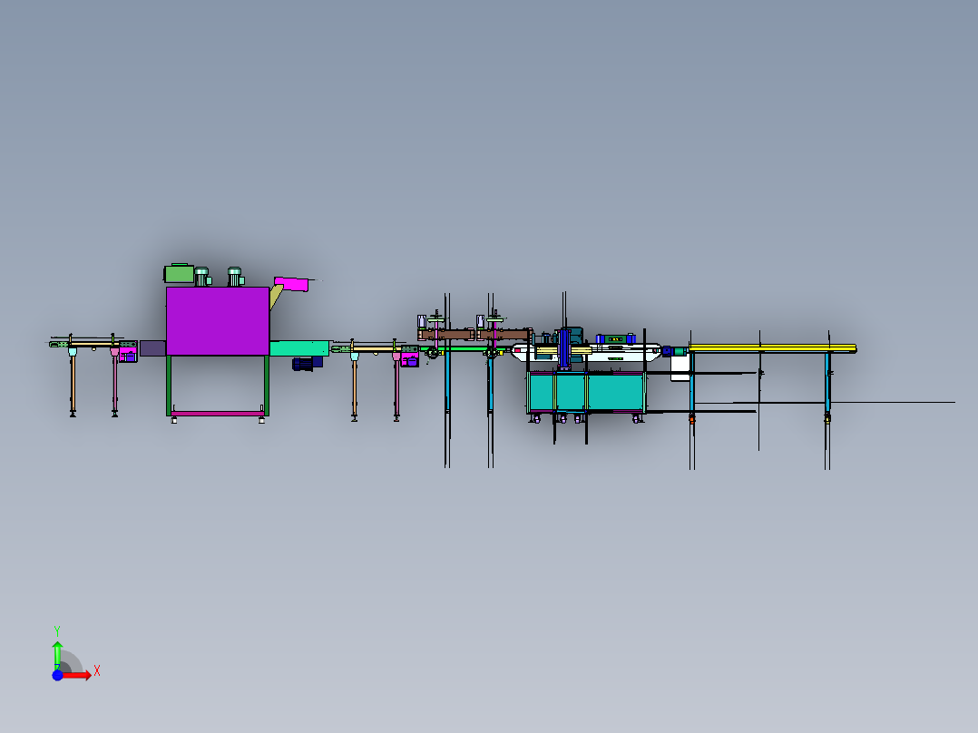 包装联动线的装盒辅助装置前视图