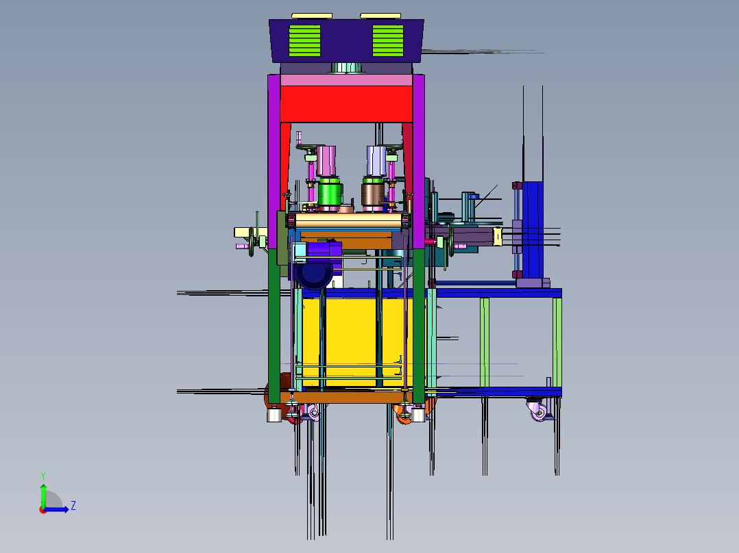 包装联动线的装盒辅助装置左视图