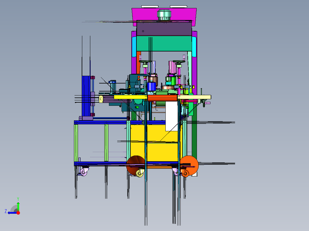 包装联动线的装盒辅助装置右视图