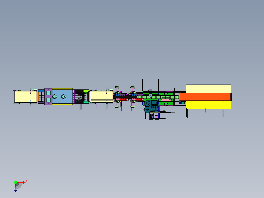 包装联动线的装盒辅助装置俯视图