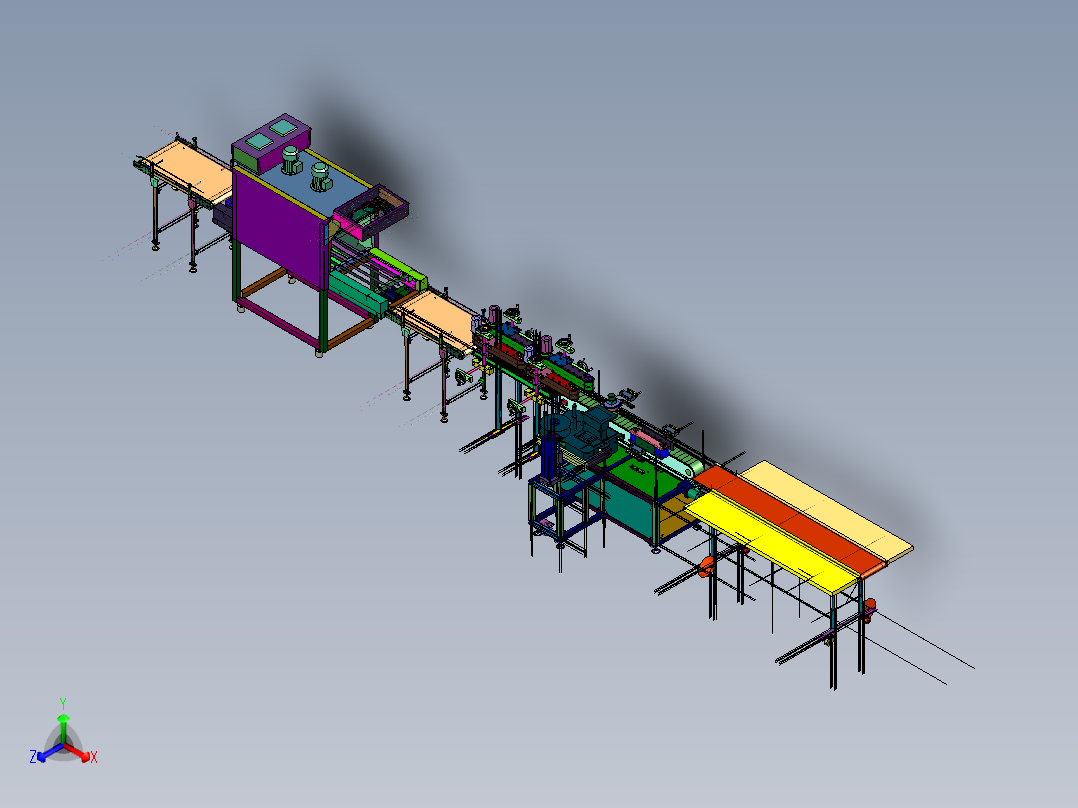 包装联动线的装盒辅助装置正等轴测图