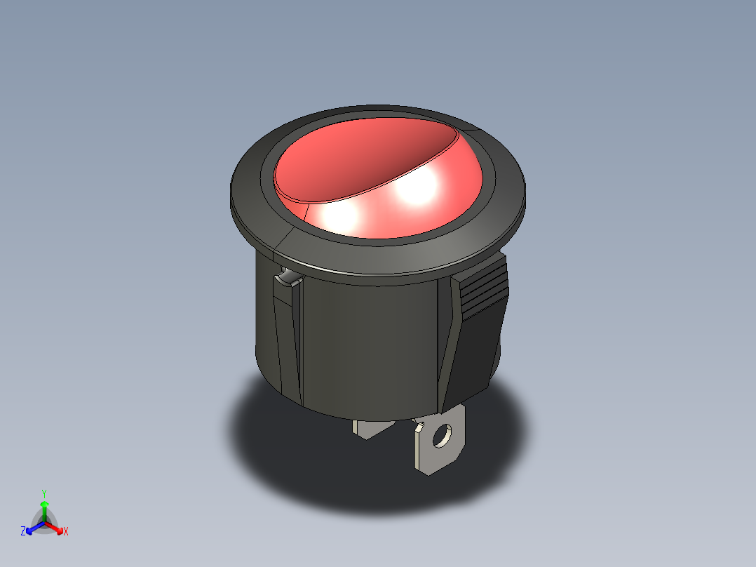 A0004052-圆形电源开关正等轴测图