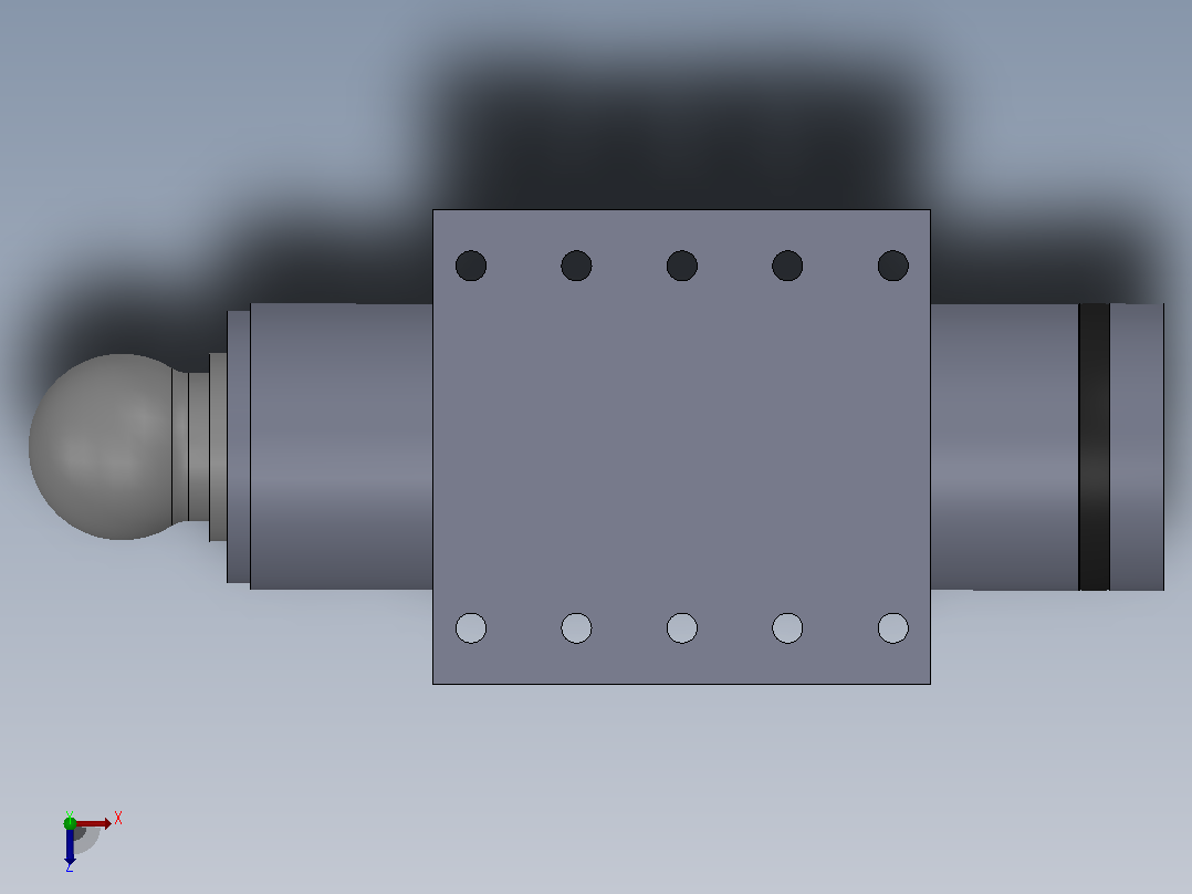 焊接式液压缸（面板安装）165x125x352毫米俯视图